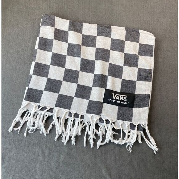 Vans Checkered Travel Throw Blanket 64x40 Black White Fringe Skater Streetwear - Picture 1 of 7